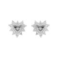 Boucles d'oreille sur Artemare : Boucles d'oreille tige en argent rhodi&eacute; forme coeur avec etoile du nord au contour d'oxydes blancs sertis