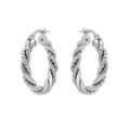 Boucles d'oreille sur Artemare : Cr&eacute;oles en argent rhodi&eacute; 15mm tresse et fil boules