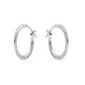 Cr&eacute;oles en argent rhodi&eacute; 15mm plate motif martel&eacute;