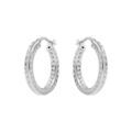 Boucles d'oreille sur Artemare : Cr&eacute;oles en argent rhodi&eacute; 15mm motif martel&eacute;