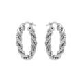 Boucles d'oreille sur Artemare : Cr&eacute;oles en argent rhodi&eacute; ovale 15mm tresse et fil boules