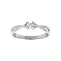 Bague en argent platin&eacute; crois&eacute;e avec solitaire oxyde blanc serti 4 griffes
