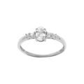 Bague en argent platin&eacute; avec oxydes blancs sertis et solitaire oxyde blanc serti Artemare