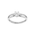 Bague en argent platin&eacute; avec solitaire oxyde blanc sertis 4 griffes