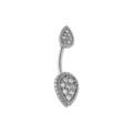 Piercing sur Artemare : Piercing nombril en acier forme goutte avec oxydes blancs