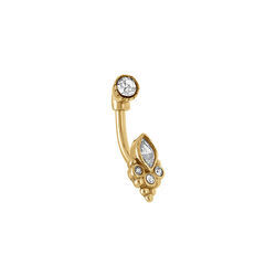 Piercing oreille en acier dor&eacute; rook et arcade oxyde blanc