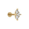 Piercing oreille en acier dor&eacute; H&eacute;lix, Tragus fleur oxydes blancs
