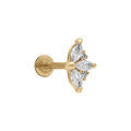 Piercing sur Artemare : Piercing oreille en acier dor&eacute; H&eacute;lix, Tragus fleur oxydes blancs