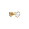 Piercing oreille en acier dor&eacute; H&eacute;lix, Tragus, forme coeur avec oxyde blanc serti clos