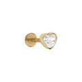 Piercing sur Artemare : Piercing oreille en acier dor&eacute; H&eacute;lix, Tragus, forme coeur avec oxyde blanc serti clos