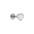 Piercing oreille en acier H&eacute;lix, Tragus, forme coeur avec oxyde blanc serti clos