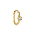 Piercing oreille en acier dor&eacute; anneau avec boule avec oxyde blanc H&eacute;lix, Tragus, Daith, Rook
