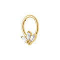 Piercing sur Artemare : Piercing oreille en acier dor&eacute; H&eacute;lix, Tragus, Daith anneau 3 oxydes blancs