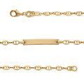 Gourmettes sur Artemare : Gourmette enfant en vermeil plaque droite maille grain de caf&eacute; -14,5cm r&eacute;glable 12,5cm
