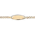 Gourmette B&eacute;b&eacute; en vermeil plaque ovale maille marine - 14cm r&eacute;glable 12,5cm Artemare