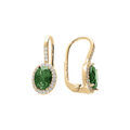 Boucles d'oreille sur Artemare : Boucles d'oreille dormeuse en vermeil avec une pierre centrale verte et son contour d'oxydes blancs sertis