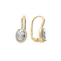 Boucles d'oreille sur Artemare : Boucles d'oreille dormeuse en vermeil avec une pierre centrale blanche et son contour d'oxydes blancs sertis