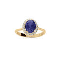 Bague en vermeil avec pierre centrale bleue et contour d'oxydes blancs sertis Artemare