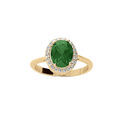 Bague en vermeil avec pierre centrale verte et contour d'oxydes blancs sertis Artemare