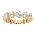 Bague en vermeil avec cinq coeurs d'oxydes blancs sertis