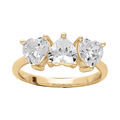 Bague en vermeil avec trois coeurs d'oxydes blancs sertis Artemare