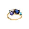 Bague en vermeil avec cinq oxydes bleus et blanc sertis Artemare