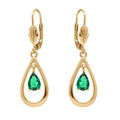Boucles d'oreille sur Artemare : Boucles d'oreille en plaqu&eacute; or ovale avec oxyde vert - fermoir dormeuse