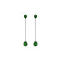 Boucles d'oreille tige en argent rhodi&eacute; pendant goutte d'oxyde vert centour&eacute; d'oxydes blancs Artemare