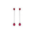 Boucles d'oreille sur Artemare : Boucles d'oreille tige en argent rhodi&eacute; pendant goutte d'oxyde rouge entour&eacute; d'oxydes blancs