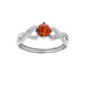 Bague en argent rhodi&eacute; avec ambre v&eacute;ritable et rails crois&eacute;s d'oxydes blancs Artemare