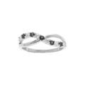 Bague en argent rhodi&eacute; crois&eacute;e avec oxydes noirs et blancs sertis Artemare