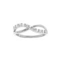 Bague en argent rhodi&eacute; crois&eacute;e avec oxydes blancs sertis
