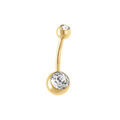 Piercing sur Artemare : Piercing nombril en acier dore boule pierres blanches