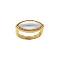 Bague en acier dor&eacute; navette blanche Artemare