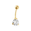 Piercing nombril en acier dore pierre blanche synth&eacute;tique