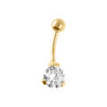 Piercing sur Artemare : Piercing nombril en acier dore pierre blanche synth&eacute;tique