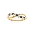 Bague en plaqu&eacute; or crois&eacute;e avec oxydes noirs et blancs sertis Artemare