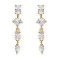 Boucles d'oreille tige en argent dor&eacute; pendantes avec oxydes blancs sertis