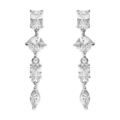 Boucles d'oreille sur Artemare : Boucles d'oreille tige en argent rhodi&eacute; pendante avec oxydes blancs sertis