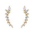 Boucles d'oreille sur Artemare : Boucles d'oreille tige en argent dor&eacute; pendantes l&eacute;g&egrave;rement incurv&eacute;es orn&eacute;es d'oxydes blancs sertis
