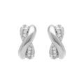 Boucles d'oreille tige en argent rhodi&eacute; crois&eacute;es avec oxydes blancs sertis Artemare