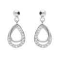 Boucles d'oreille tige en argent rhodi&eacute; forme goutte par&eacute;e d'oxydes blancs sertis Artemare