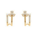 Boucles d'oreille tige en argent dor&eacute; forme g&eacute;om&eacute;trique avec fleur d'oxydes blancs sertis Artemare