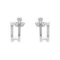 Boucles d'oreille sur Artemare : Boucles d'oreille tige en argent rhodi&eacute; forme g&eacute;om&eacute;trique avec fleur d'oxydes blancs sertis