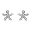 Boucles d'oreille sur Artemare : Boucles d'oreille en argent rhodi&eacute; motif fleur avec oxydes blancs sertis