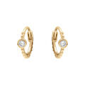 Boucles d'oreille cr&eacute;oles en argent dor&eacute; avec un oxyde blanc serti