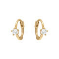 Boucles d'oreille sur Artemare : Boucles d'oreille cr&eacute;oles tige en argent dor&eacute; avec fleur d'oxydes blancs sertis