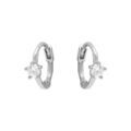 Boucles d'oreille cr&eacute;oles tige en argent rhodi&eacute; avec fleur d'oxyde blanc serti