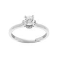 Bagues sur Artemare : Bague en argent rhodi&eacute; avec un solitaire oxyde blanc serti