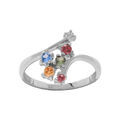 Bague en argent rhodi&eacute; avec oxydes multi couleurs pastelles sertis
